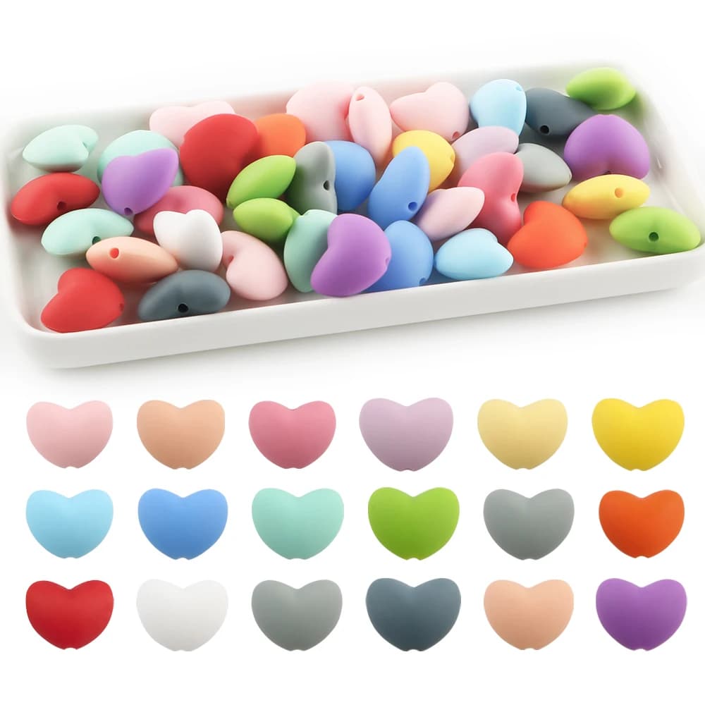 10Pcs Hot Heart perline in Silicone perline allentate con ciondoli fai da te collana braccialetto accessori fatti a mano per la creazione di gioielli