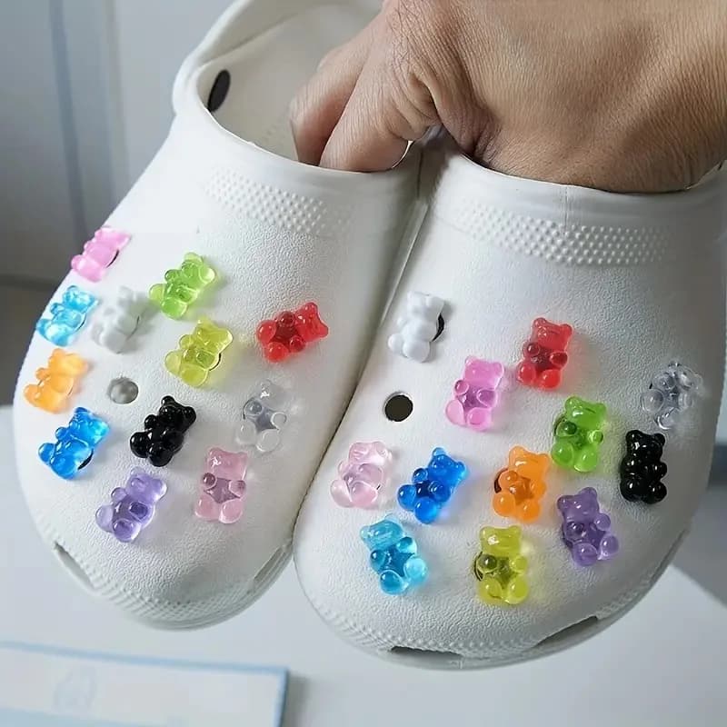 10/20PCS Glow-In-The-Dark Simpatici Orsi Pendenti e Ciondoli per Zoccoli Accessori Clip Luminose Scivoli Fai da Te Sandali Fibbie per Scarpe Decor