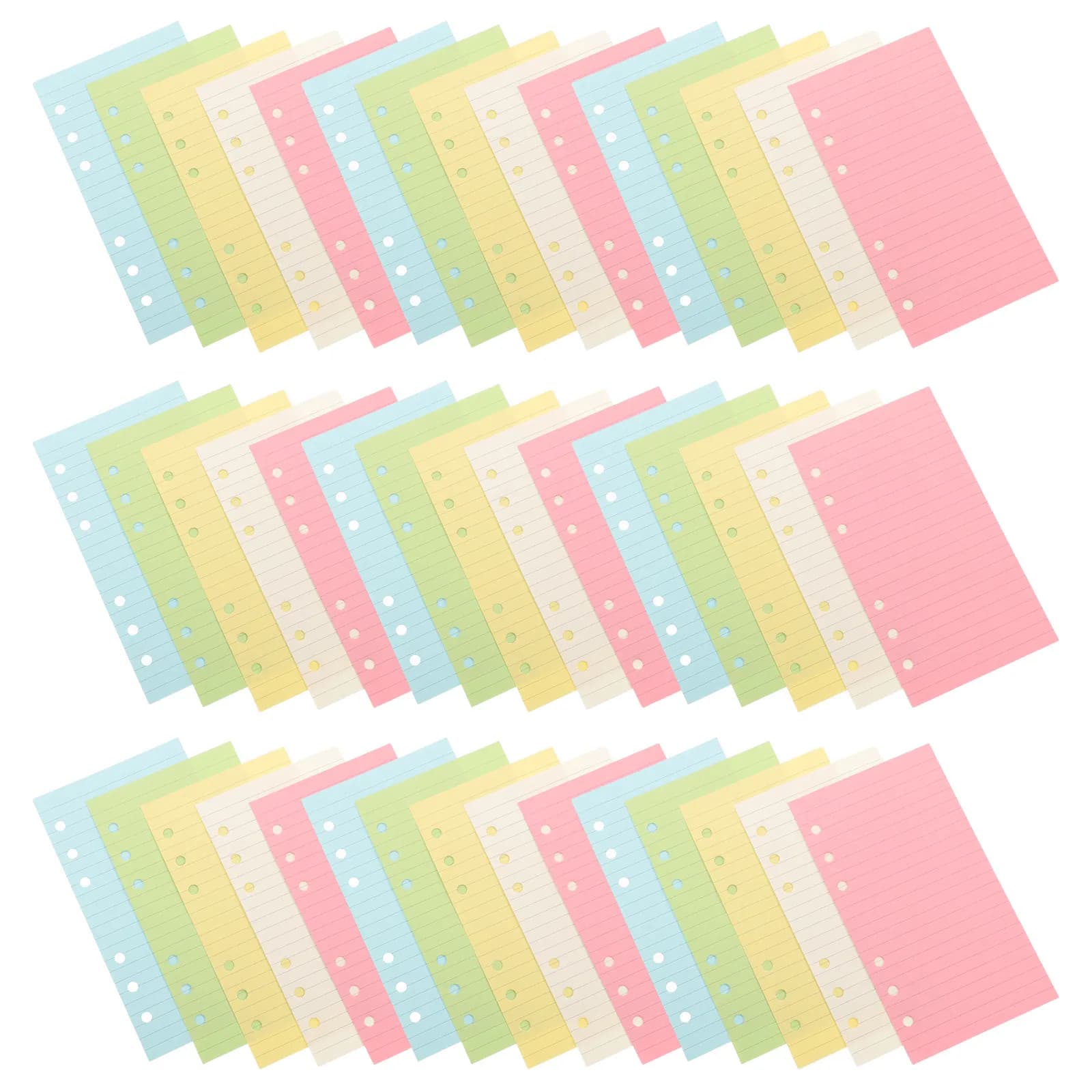 Carta a Fogli Staccabili A6 a 6 Fori, Colorata e a Righe, Compatibile con Agende e Quaderni, Ricarica per Quaderni, Esperienza di Scrittura Premium
