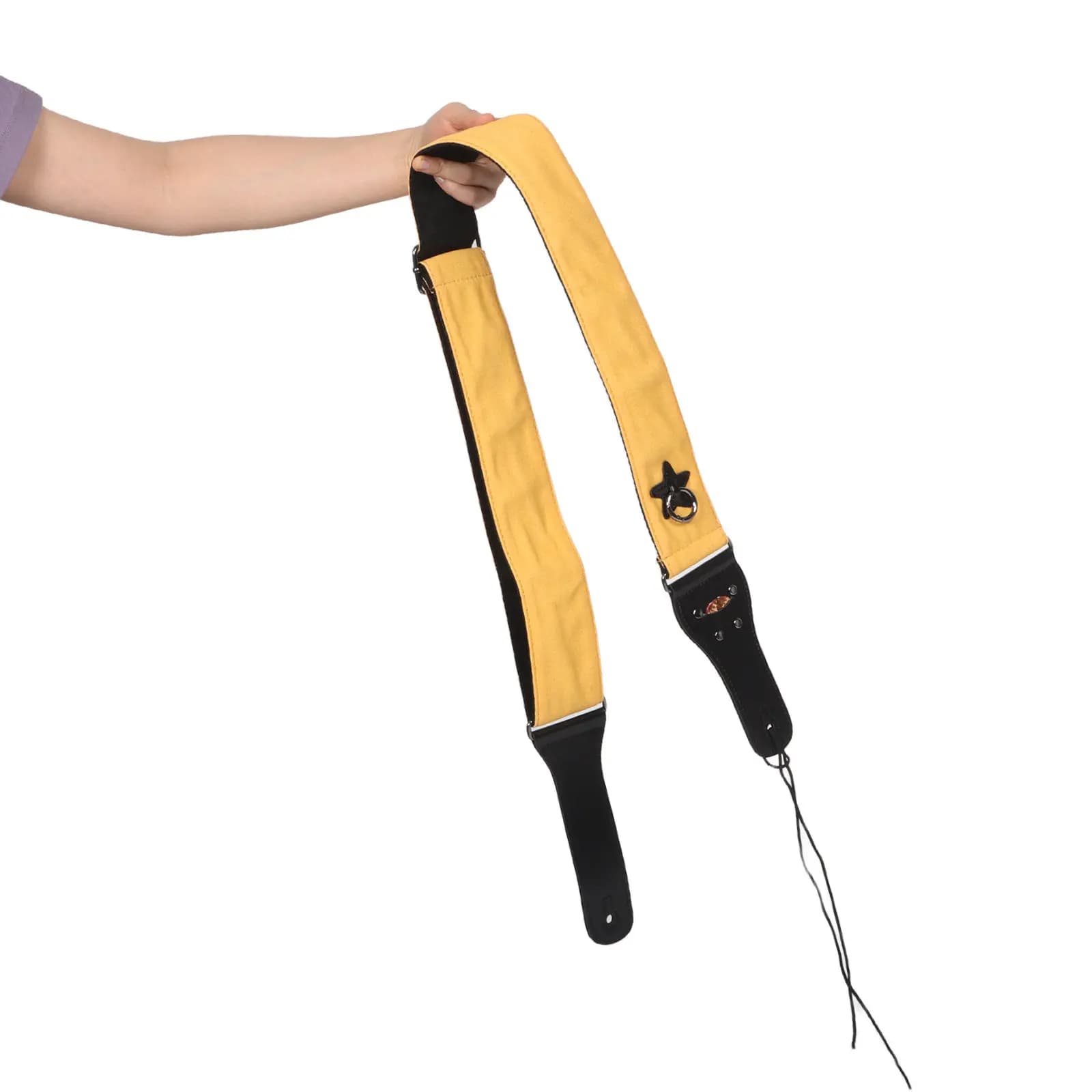 Tracolla per Chitarra Regolabile a Doppio Strato in Denim Kaki, Comoda Cinghia per Spalla con Portaplettro per Chitarra Acustica, Elettrica e Basso