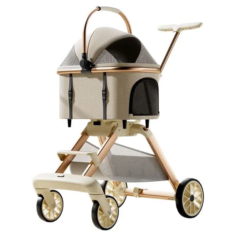 Passeggino per animali domestici di lusso 3 in 1 con 4 ruote per cani e gatti di taglia media piccola Carrello staccabile per passeggino per cuccioli di gattino