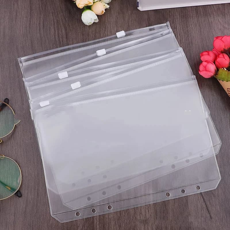 6-36Pcs A6 Loose-Leaf Notebook 6-Hole Zipper Bag Receipt Planner PVC Storage Bag Business Card Holder ID Card Storage Pen Case