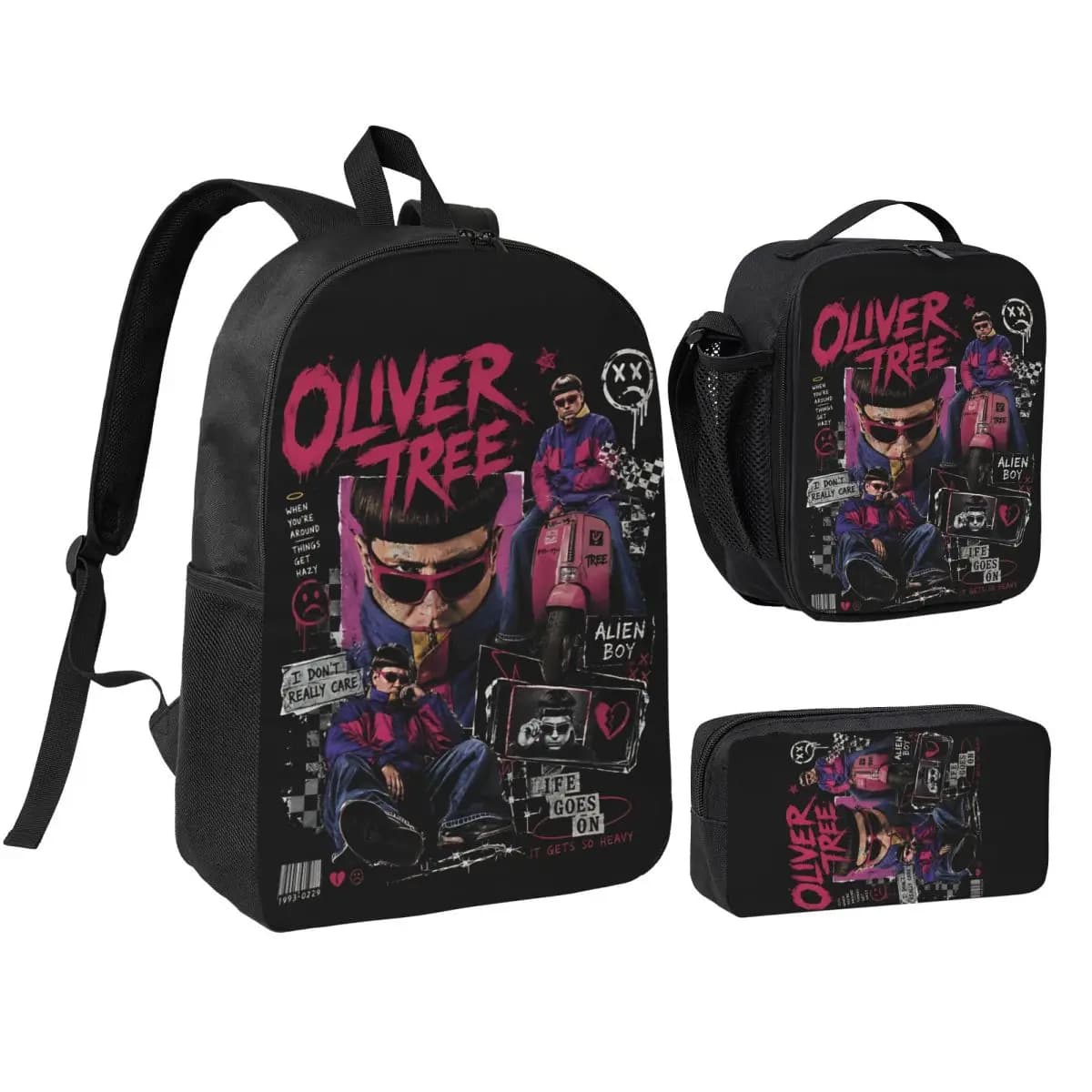 3pecs/set RIP Oliver Tree Memorial Backpack for Boys Girls Laptop Computer Shoulder Bag Lunch bag Pencil Case
