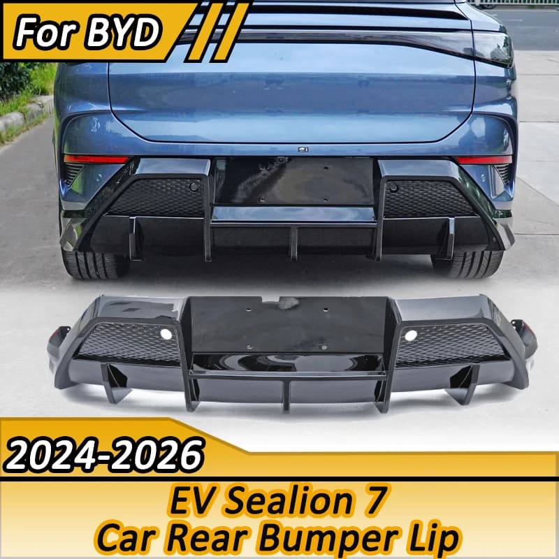 Car Rear Bumper Lip For BYD EV Sealion 7 2024 2025 2026 Diffuser Lower Splitters Guard Protector Body Kits Accessories