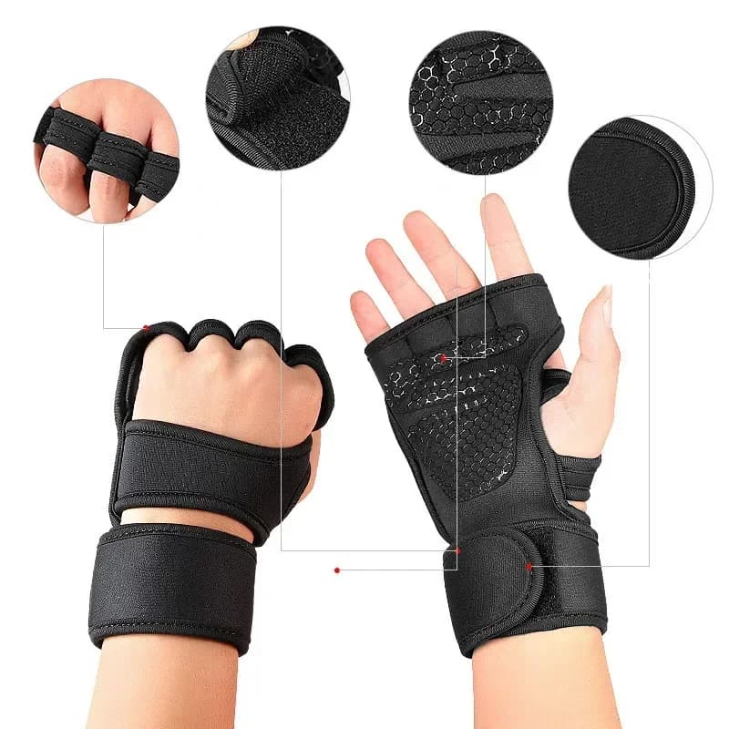 Gym Gloves Wrist Gloves for Weight Lifting Bodybuilding Gymnastics Wrist Strap for Man Woman Fitness