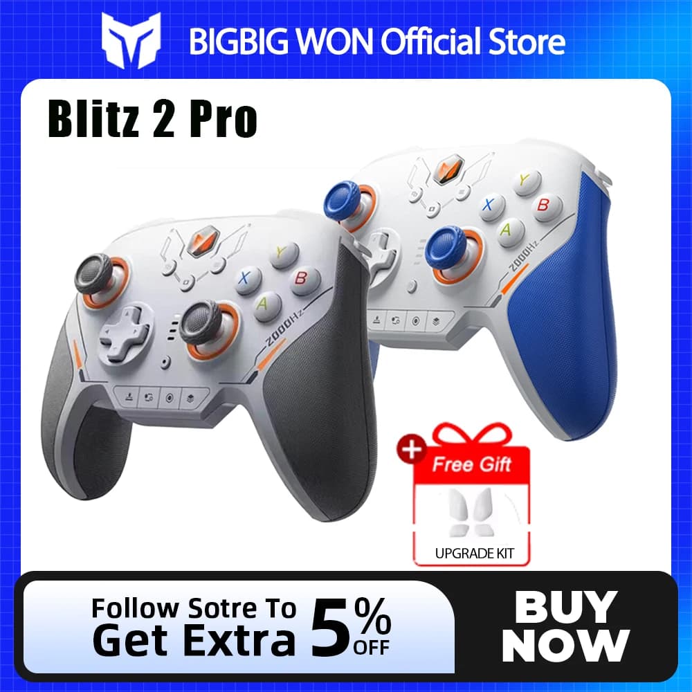 BIGBIGWON Blitz 2 TMR Star Flash Gamepad Bluetooth Wireless con Controller Somatosensoriali 2000HZ per NS PC Steam, Personalizzabile