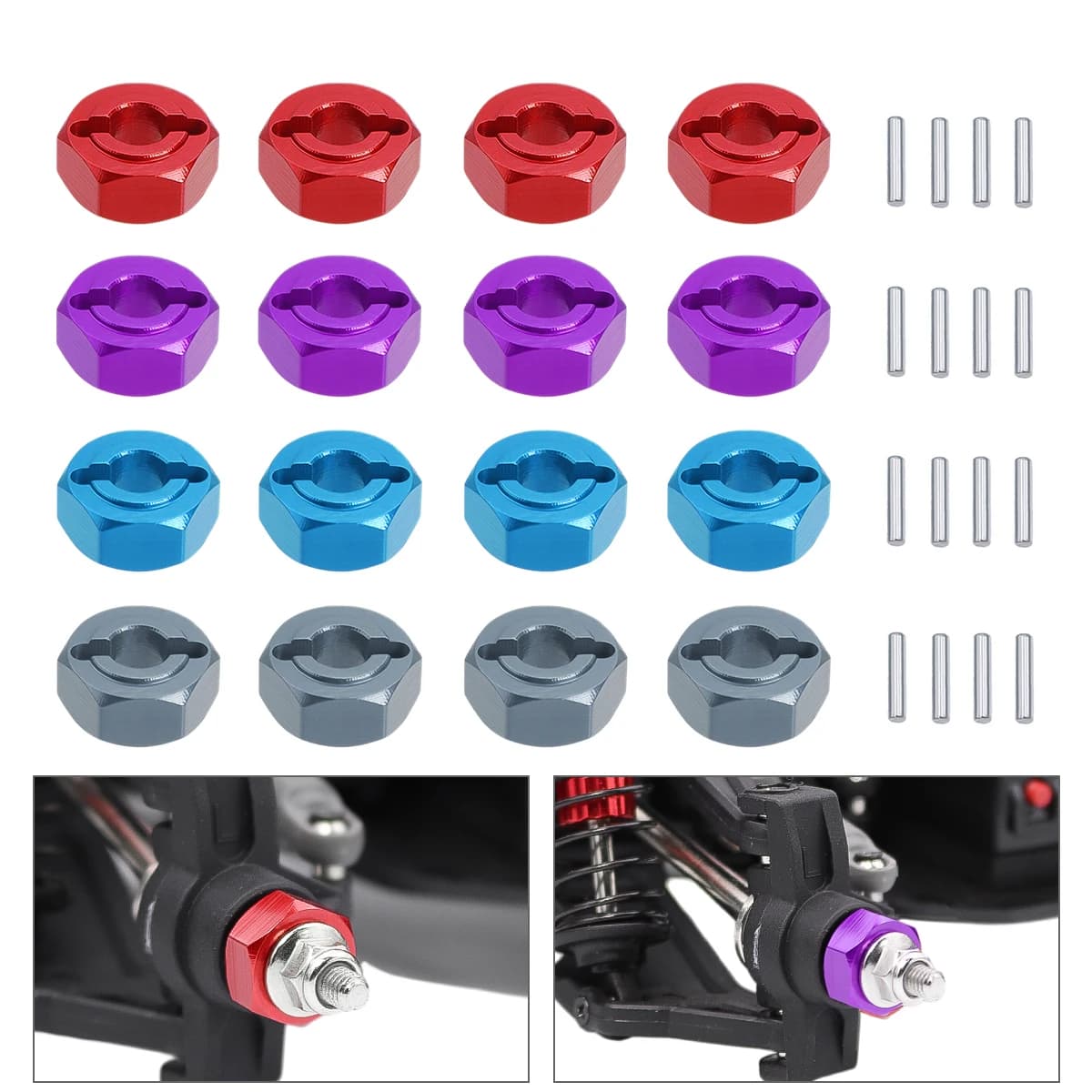 Adattatore esagonale per mozzo ruota esagonale combinatore in metallo alluminio CNC 12mm * 5mm per parti di aggiornamento di ricambio 1/14 MJX Hyper Go 14209 14210