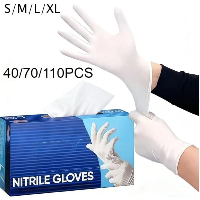 40/70/110PCS Guanti monouso bianchi in nitrile Guanti da bagno per animali domestici Guanti per pulizia Sanitari Bellezza Parrucchiere Strumenti per ricamo