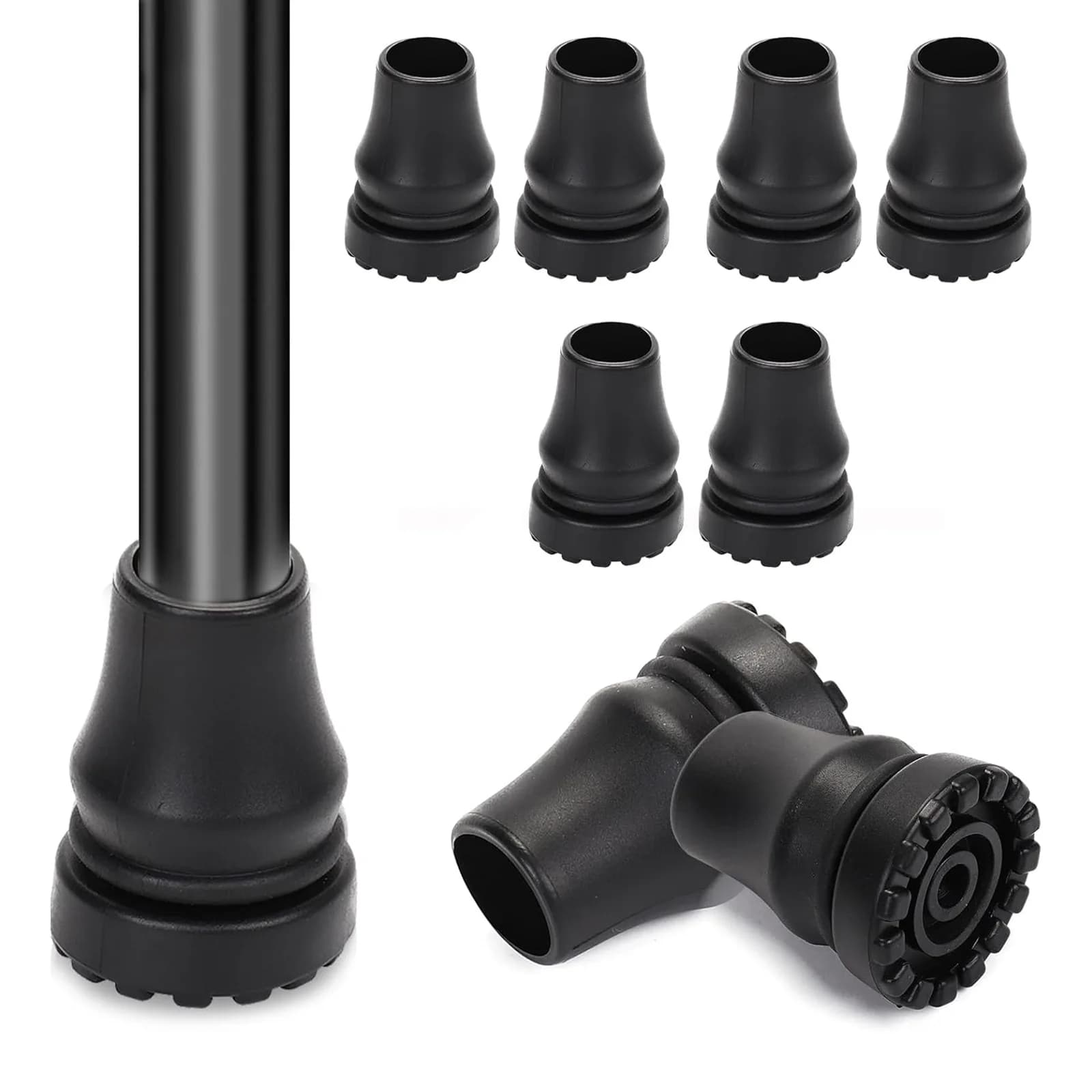 16/19/20/22mm Anti-Slip Rubber Pole Tips Wear Resistant Cane Bottom Pads For Trekking Poles Crutches Walking Sticks Accessories