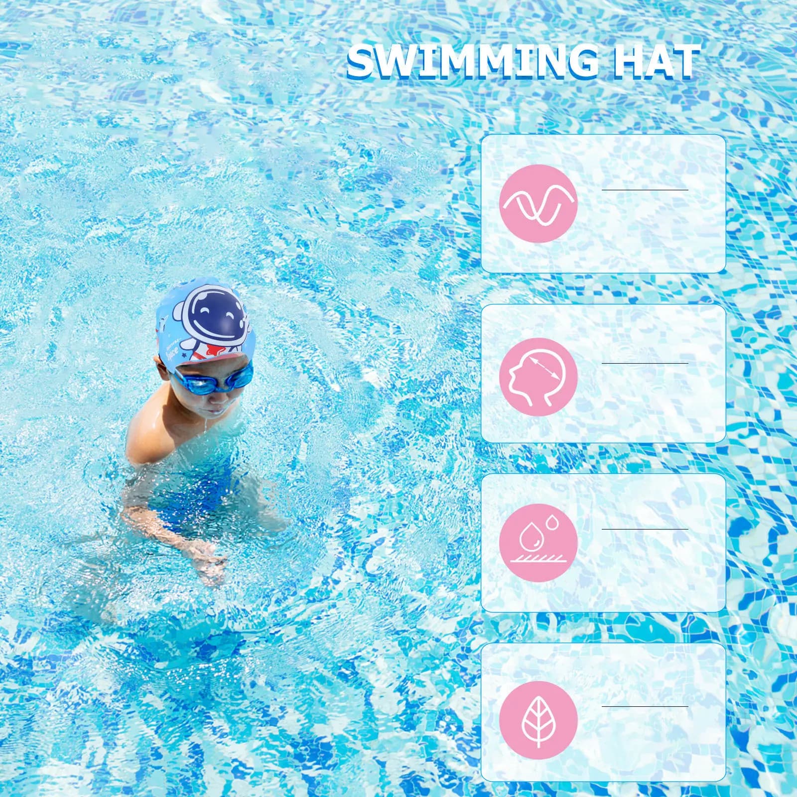 Swimming Headphone in Silicone with Motivo Cartone Animato, Comoda and Elastica, for Children from 3 to 12 years, Ideal for Pool and Beach