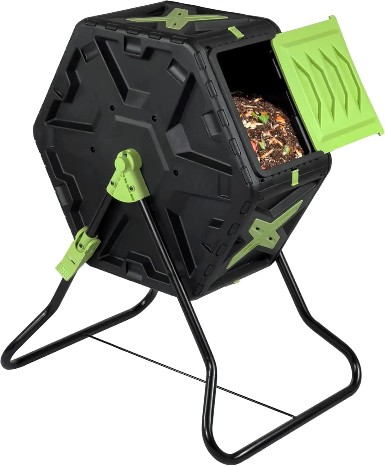 Contenitore per bicchieri per compost da esterno da 22 galloni: design girevole e senza BPA per una rapida creazione del terreno, resistente alle intemperie