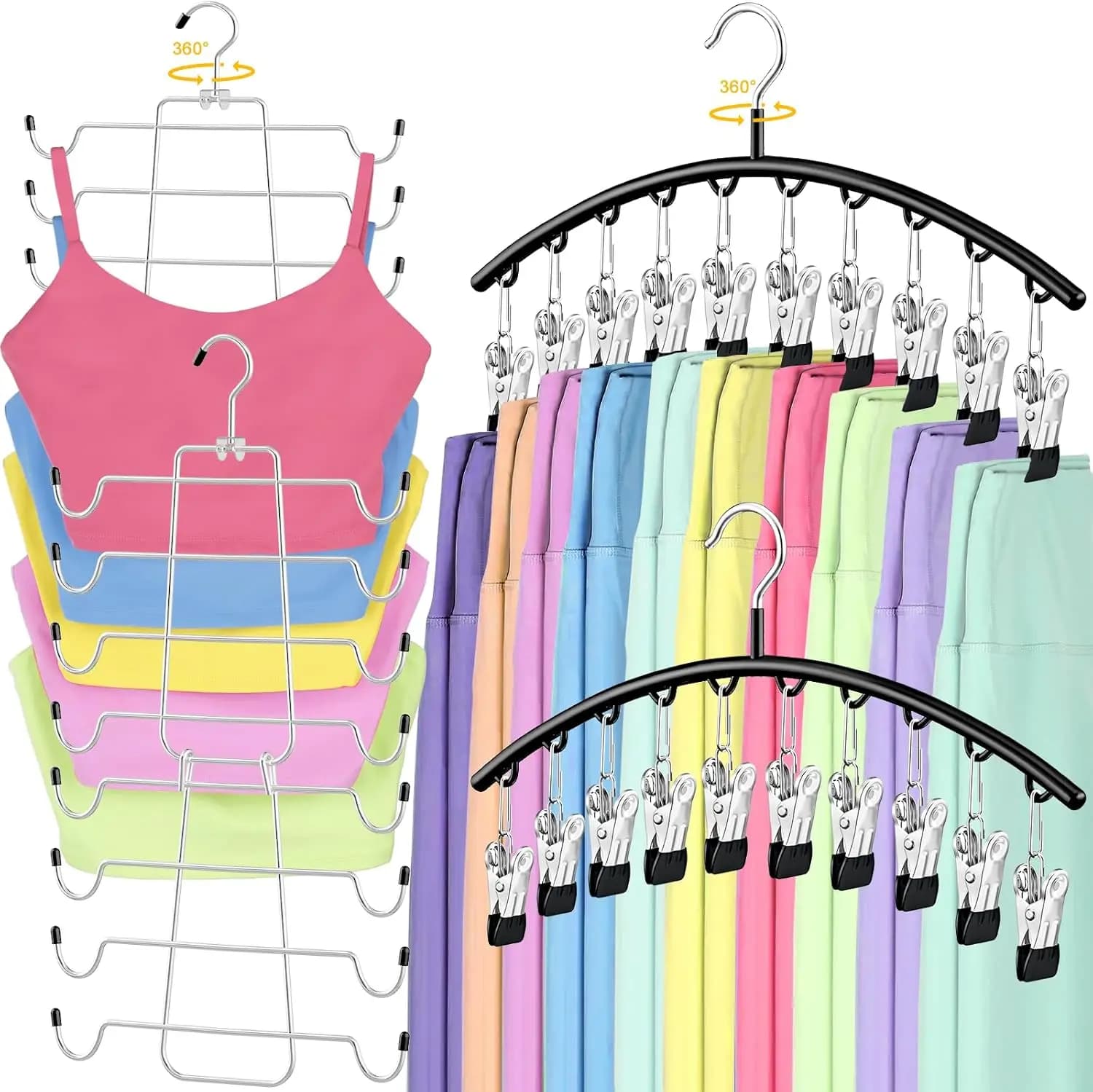 Appendiabiti Salvaspazio: Set da 4 con Clip e Ganci per Pantaloni, Canotte, Leggings e Reggiseni