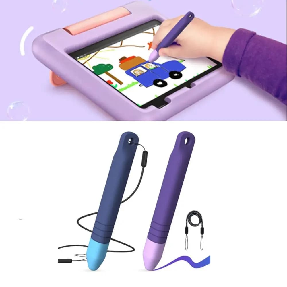Penne stilo antirollio per bambini Nuovi touch screen Penne stilo per tablet per bambini con penna capacitiva in silicone anti-smarrimento