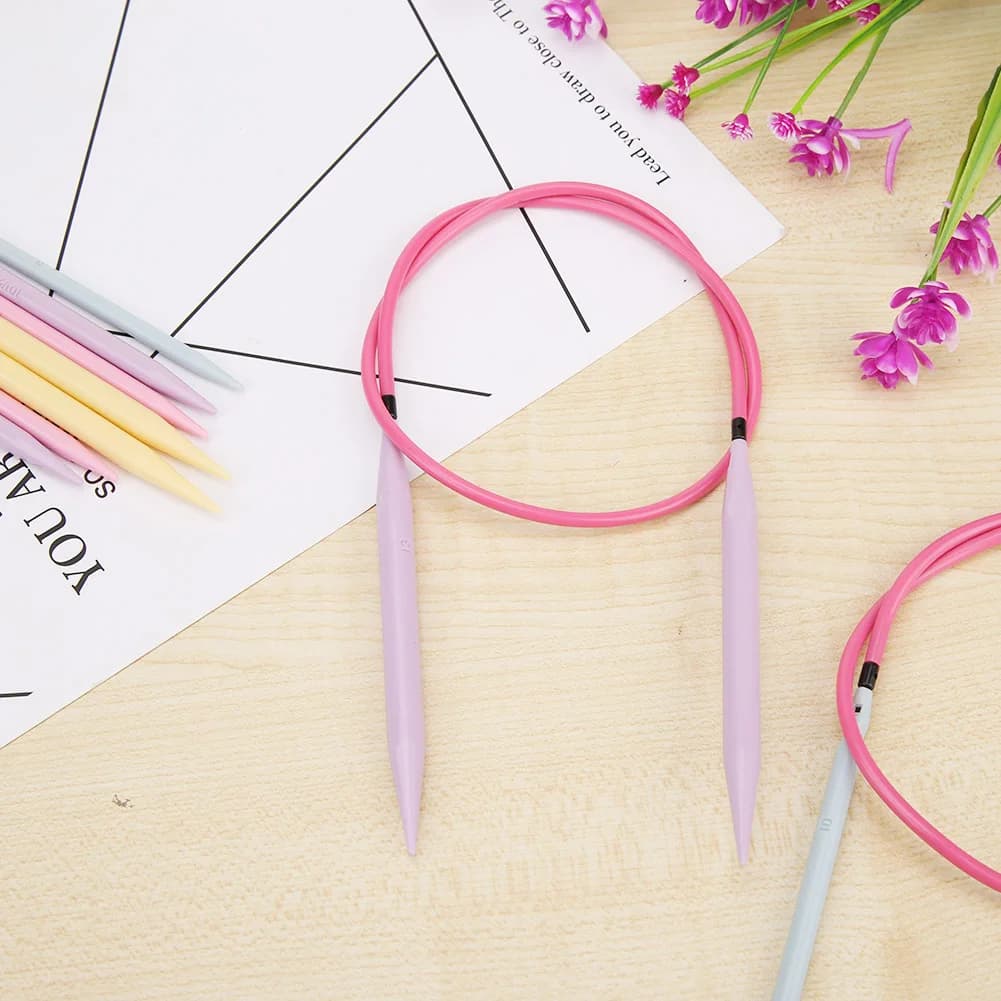 Set di 10 Paia di Uncinetti Circolari in Plastica ABS con Testa Intercambiabile per Sciarpe, Maglioni e Lavori a Maglia, Accessori per Cucito