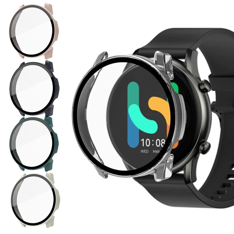Cornice per custodia per smartwatch con pellicola protettiva in vetro per schermo con bordo rigido per Haylou RT2 LS10 Accessori per copertura protettiva per orologio intelligente
