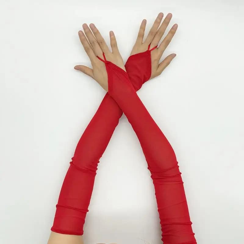 Guanti da donna alla moda, guanti sottili per la protezione solare estiva, pizzo per dita con gancio in garza di seta ghiacciata, polsino sexy e affascinante C100