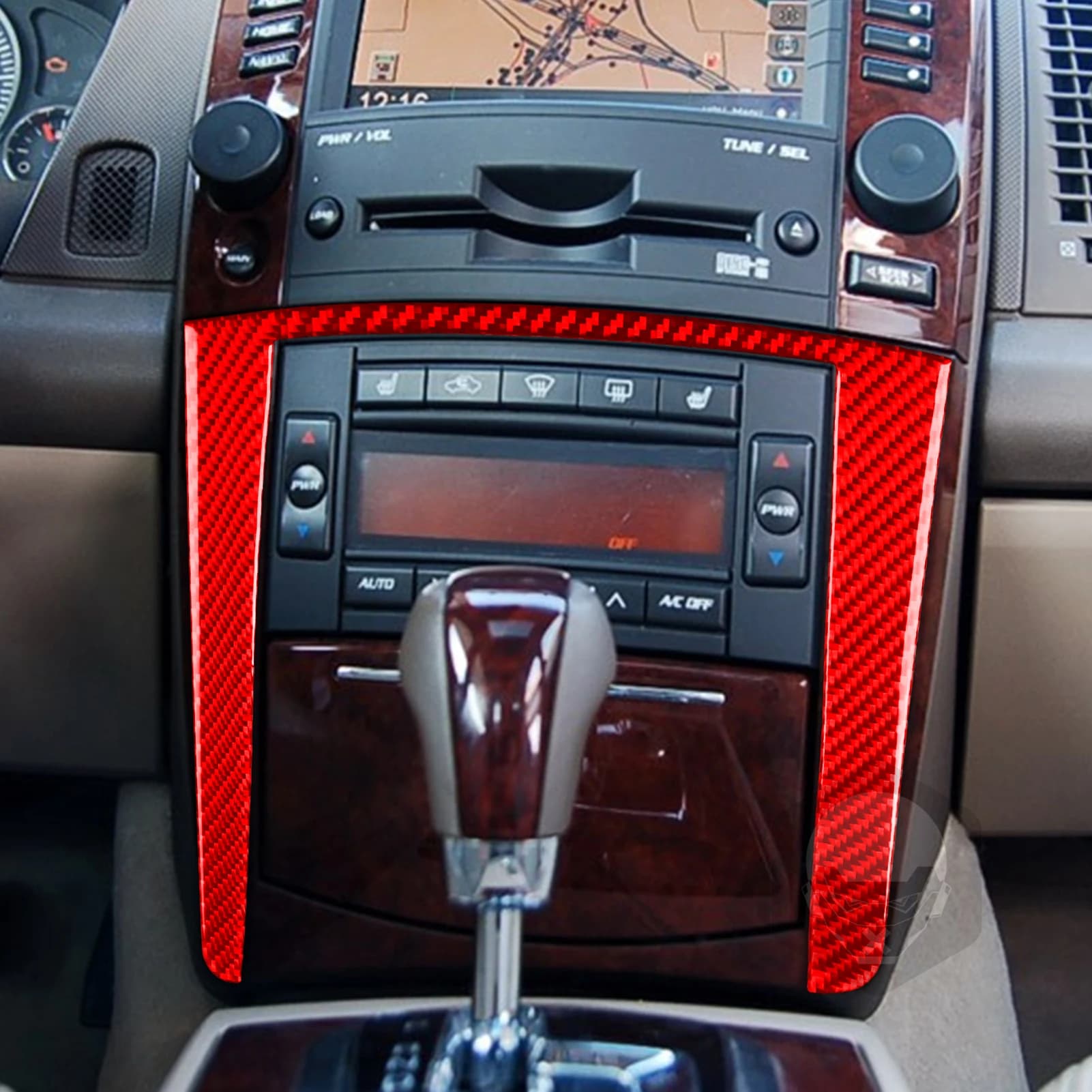 Per Cadillac CTS 2003-2007 Rosso In Fibra di Carbonio Center Console Gear Shift Uscita Aria Pannello Trim Set Accessori Per Interni Auto adesivo