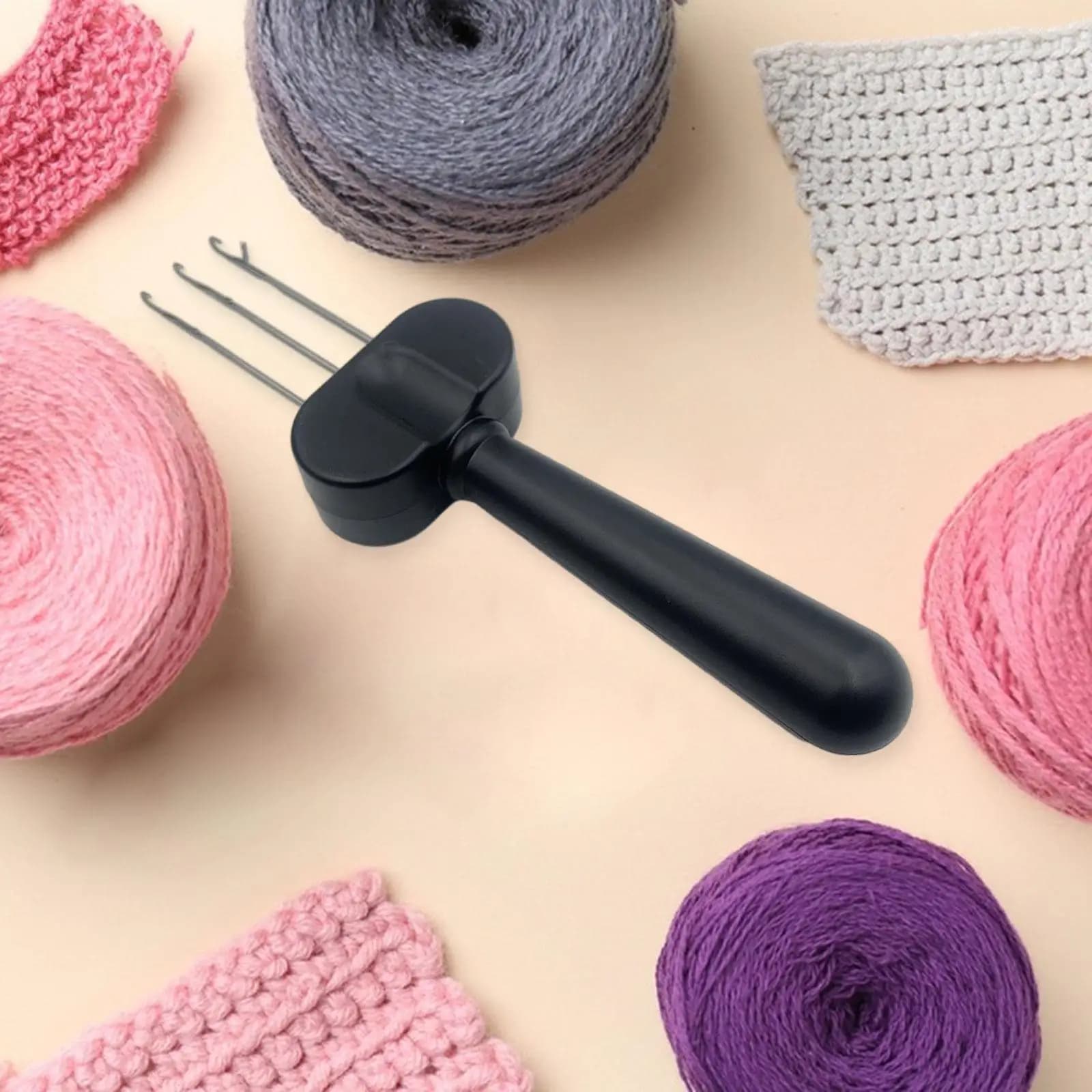 Strumento per la creazione di cordoncini, gancio per uncinetto in PP resistente per kit da cucito professionale e applicazioni con anelli per maglieria