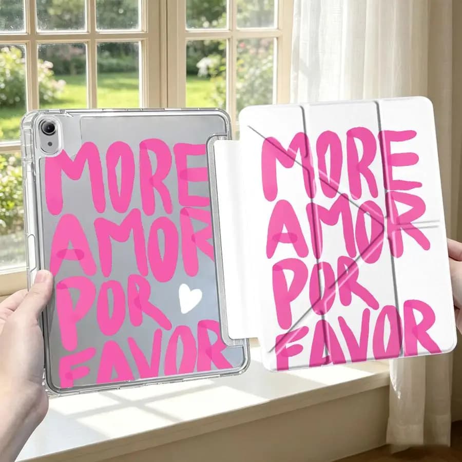 Tablet Case For iPad 11th Air 8 M2 M3 3 10th Gen Pro 13 2025 2026 9th Mini 7 6 5 12th With Pen Slot Cover Love Heart More Amor