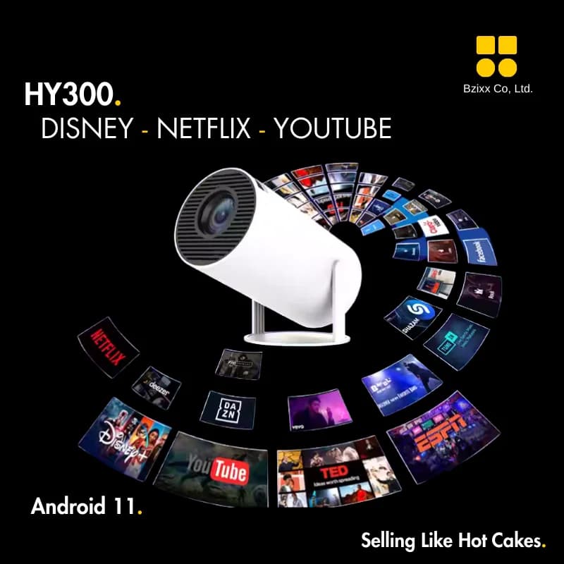 Proiettore Portatile Mini HY300 Smart Android, Proiettore Wireless per Home Theater Hy300