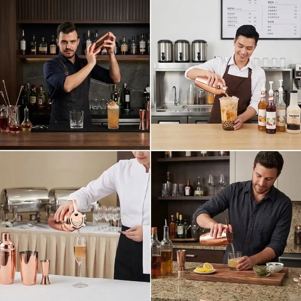 Professional 304 Stainless Steel Cocktail Shaker 500ml Dishwasher Safe Drinking Shaker Rose Gold Bar Shaker Mixer Bars
