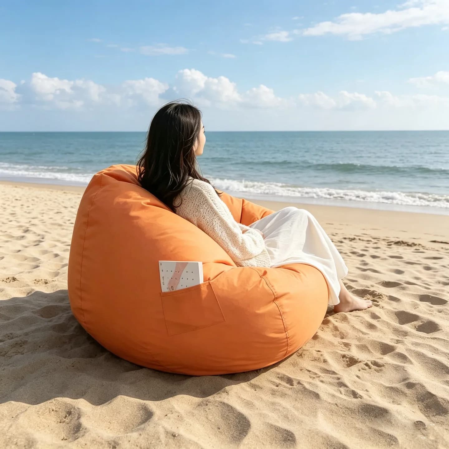 Poltrona Sacco Moderna per Camera da Letto, Divano Singolo Imbottito Relax, Pouf da Terra Piccolo, Seduta per Arredamento Casa