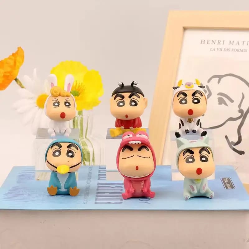 Set di Action Figure di Crayon Shin Chan, Statuette Kawaii Giapponesi da Collezione, Giocattoli da Film, Regali per Bambini