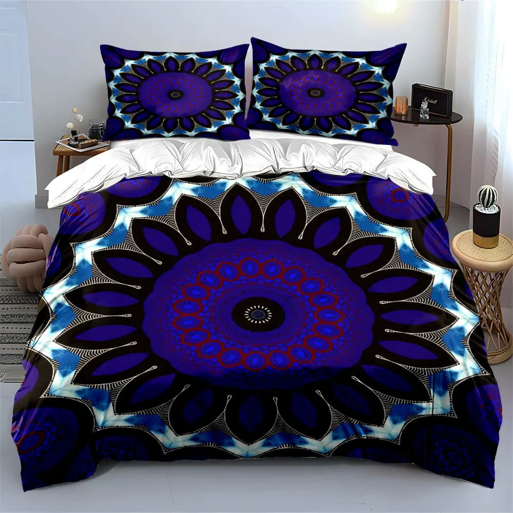 Set di decorazioni per la casa con motivo mandala, set di biancheria da letto morbido e confortevole, include 1 copripiumino e 2 federe, idea regalo