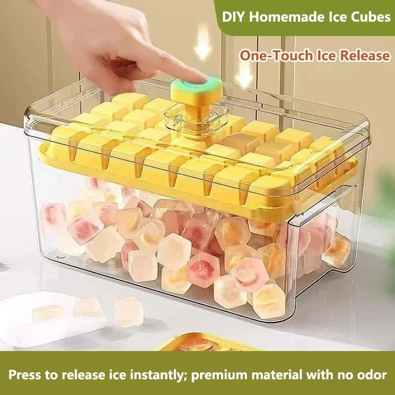 68 Grids Ice Cube Tray With Lid And Storage Box, Easy Press Release Ice Mold, Reusable Freezer Ice Making Tool