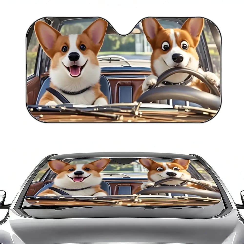 Parasole per auto retrattile a forma di simpatico cane, protezione UV per parabrezza e finestrini