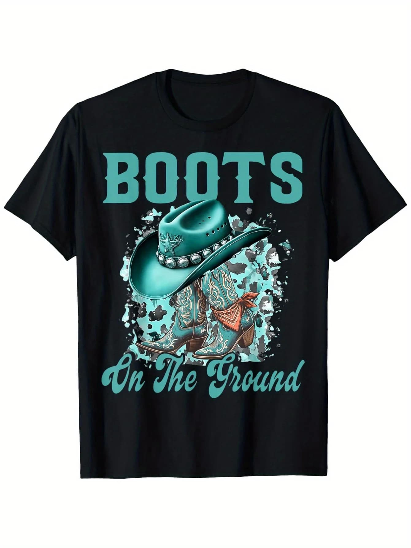 T-shirt da uomo Western Linedance Boot - 100% cotone, con cappello da cowboy, maglietta traspirante
