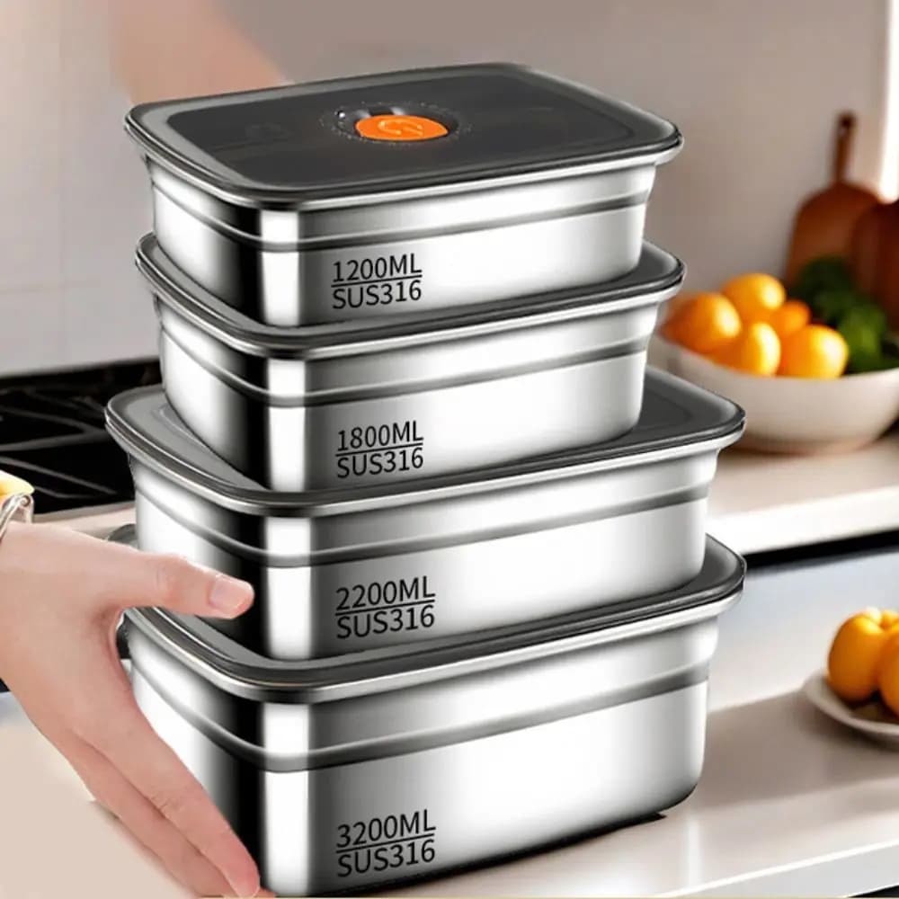 Contenitore per Pranzo in Acciaio Inox, Scatola Bento, Contenitori Ermetici per Alimenti, Accessori da Cucina per Campeggio, Utensili per Casa, Scuola e Bambini