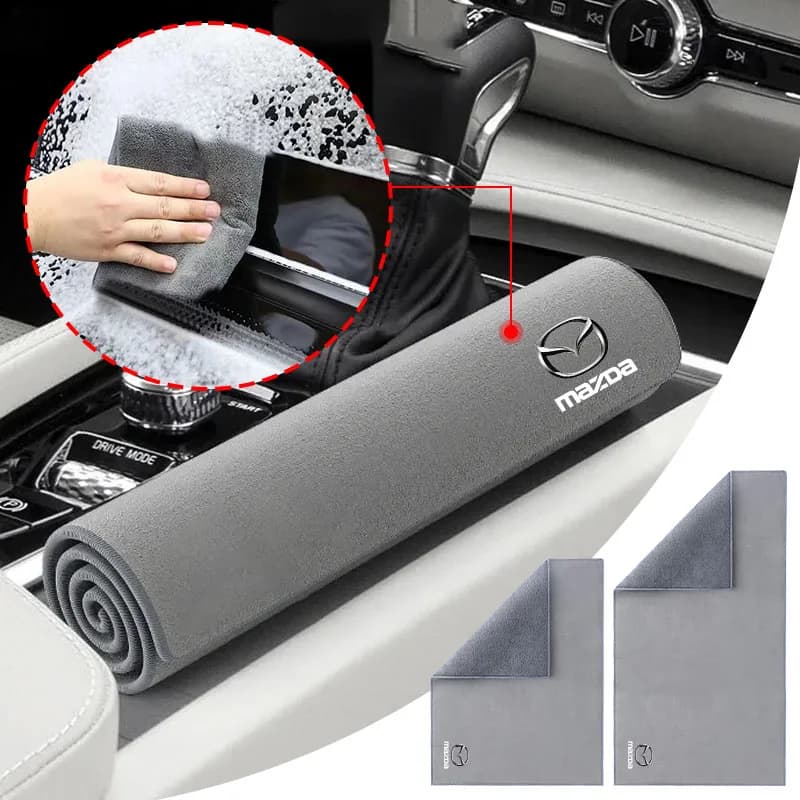 1 pz logo auto pelle scamosciata panno in pelle pulita asciugamano per lavaggio moto per Mazda CX-5 poggiatesta automatico supporto per il collo cuscino lombare morbido