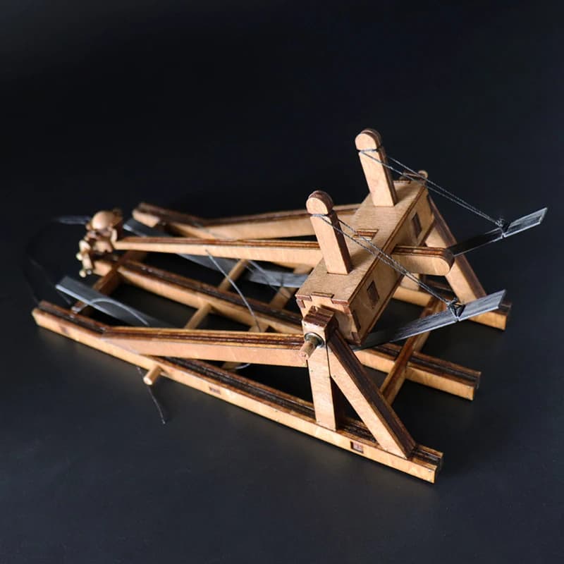 1:35 fai da te in legno orizzontale trabuchet antico modello Chariot del modello di Puzzle 3D dei tre realistici ha bisogno di assemblaggio