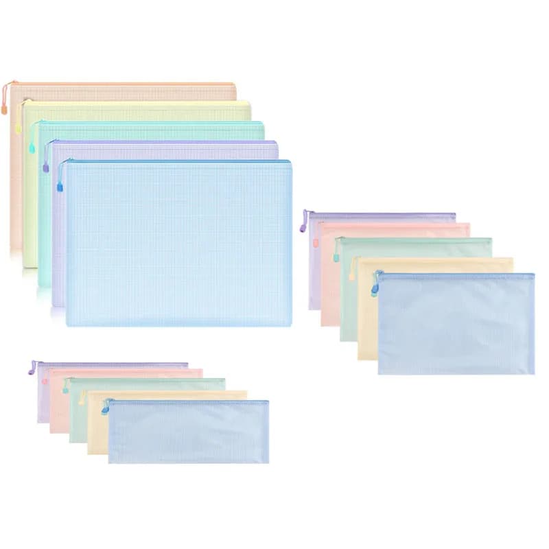 5 pezzi borsa per documenti con cerniera in rete cartelle per documenti con cerniera impermeabile A4 A5 A46 custodia borse portaoggetti forniture per ufficio scolastico di cancelleria