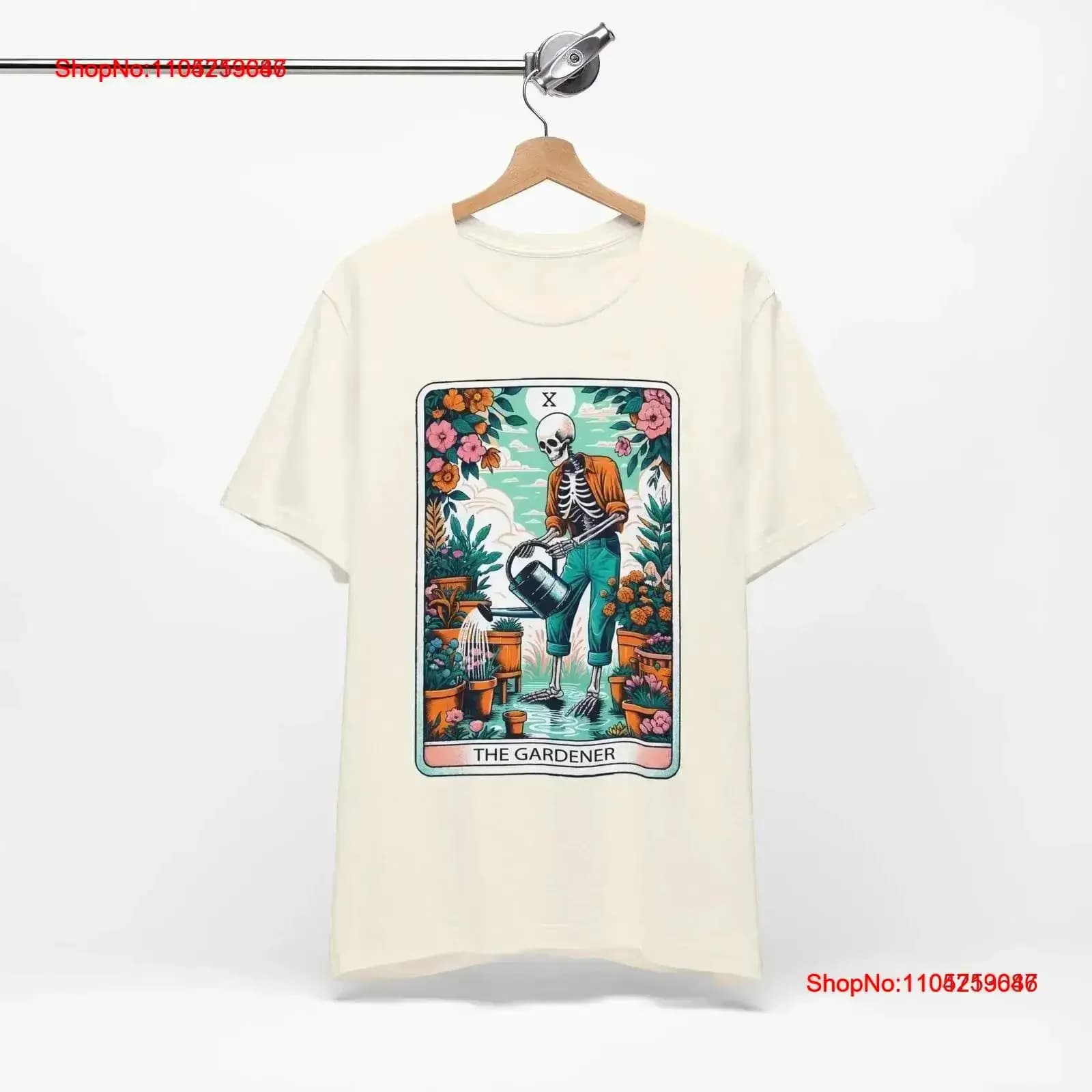 The Gardener Tarot Card T Shirt vintage Washed homme Casual Top For Everyday Wear Comfortable Stretched fashion Slightly