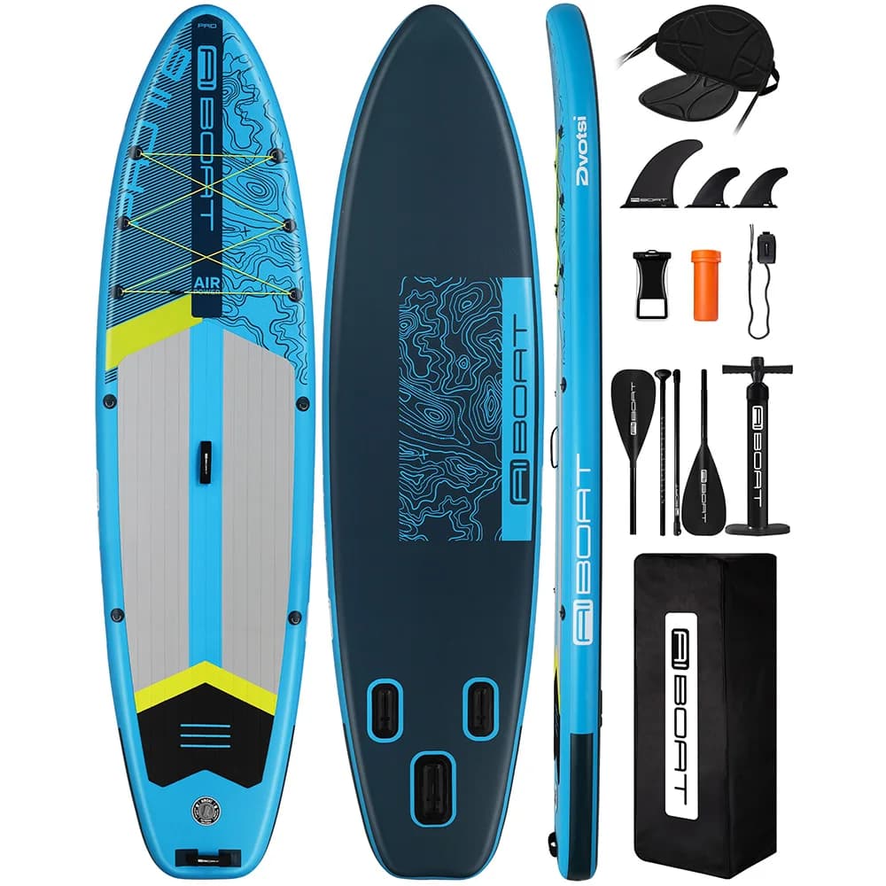 AIBOAT Blue Pro SUP Tavola da Paddle Gonfiabile Impermeabile 11'6''x35''x6'' per Adulti Stile Stand Up per Pesca Acquatica con Accessori SUB