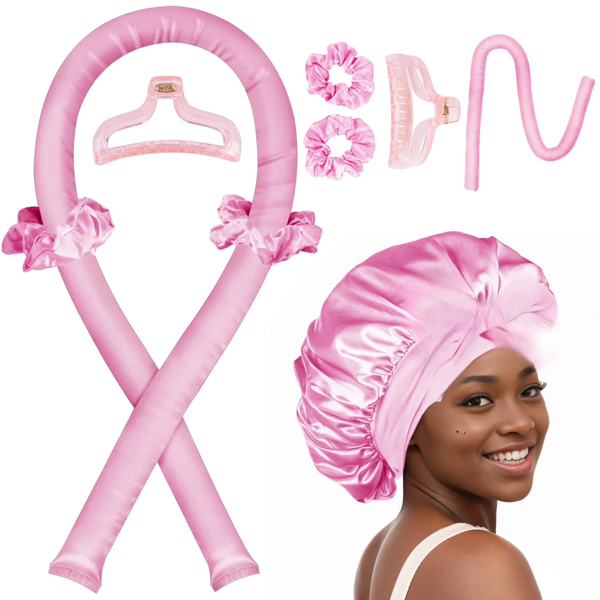Fascia per capelli arricciacapelli senza calore, morbida, per notte, con nastro, per ricci a forma di ciuffo, strumento per lo styling dei capelli
