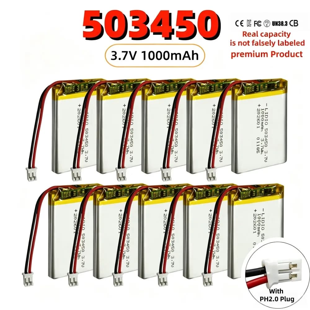 523450 503450 3.7V 1000mAh Polymer Lithium Battery With PH2.0 Plug For Old Slim Mobile MP4 PDA POS Baby Monitor Wireless Mouse
