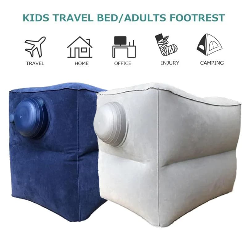 New Inflatable Stool Pillow 2 Layers Portable Travel Footrest for Kids Train Kids PVC Footrest Pillow for Car Seat Massage