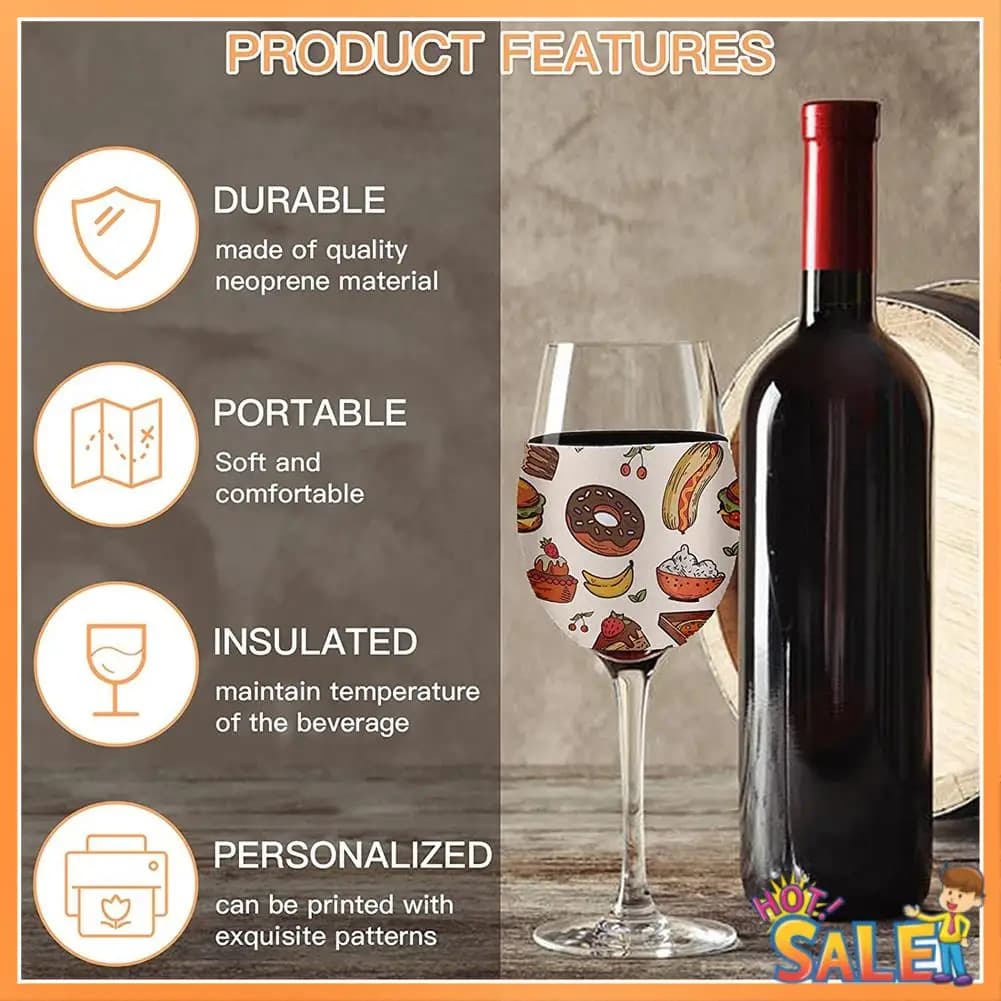 AB68 Spazi vuoti per sublimazione Manicotto per bicchiere da vino Copertura isolante per bicchiere da vino in neoprene per forniture di ornamenti per sublimazione in vetro