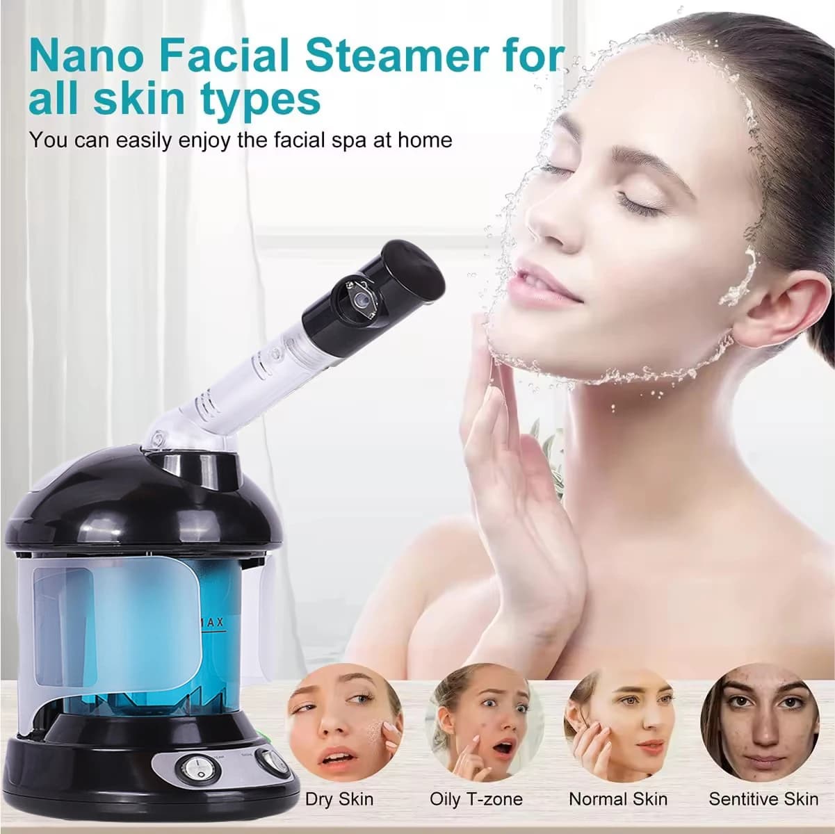 Umidificatore Professionale, Vaporizzatore Facciale, Strumento per la Cura della Pelle, Vapozone, Nebulizzatore Nanomister, Macchina per la Pulizia a Vapore