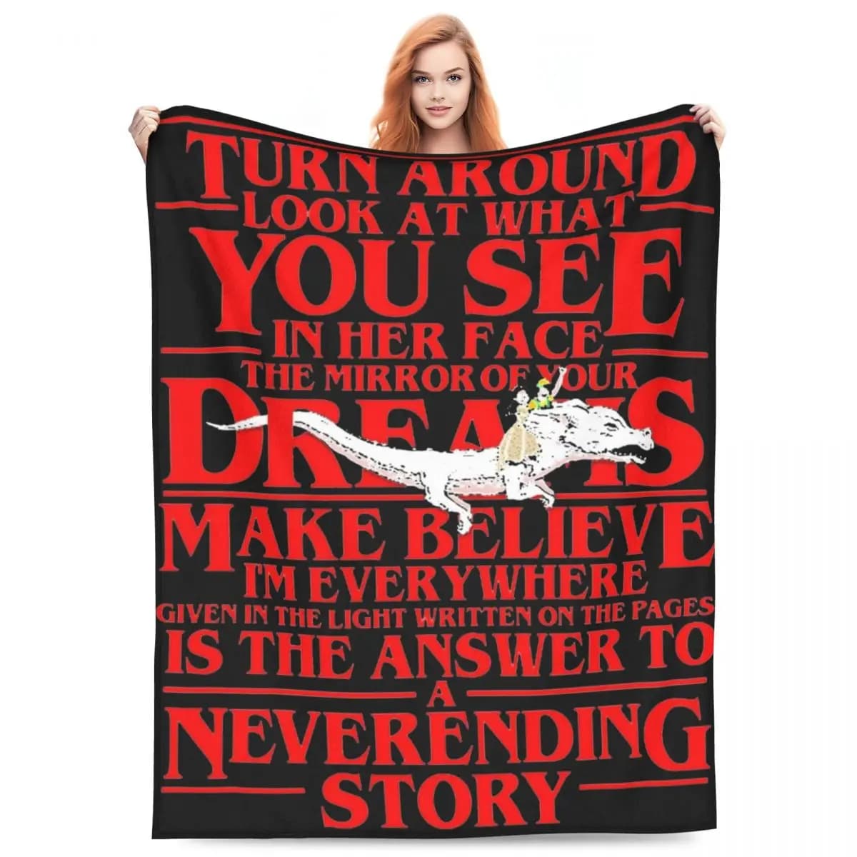 The Neverending Story coperta Movie Red Picnic flanella coperta morbida e calda divano letto copriletto personalizzato Idea regalo