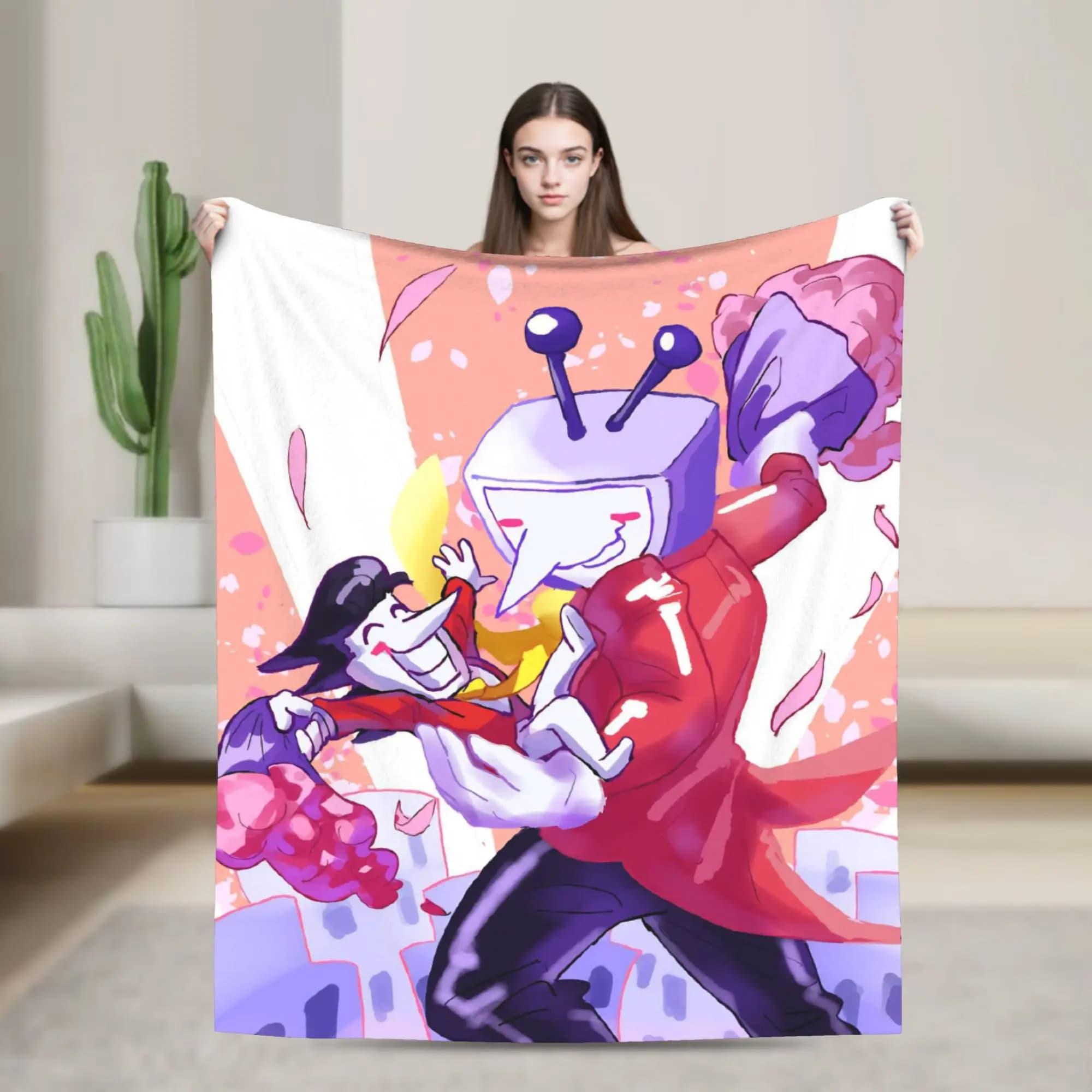 Game Deltarune Tenna TV Flannel Blanket Funny Throw Blanket for Home Hotel Sofa 150*125cm Plush Thin Quilt