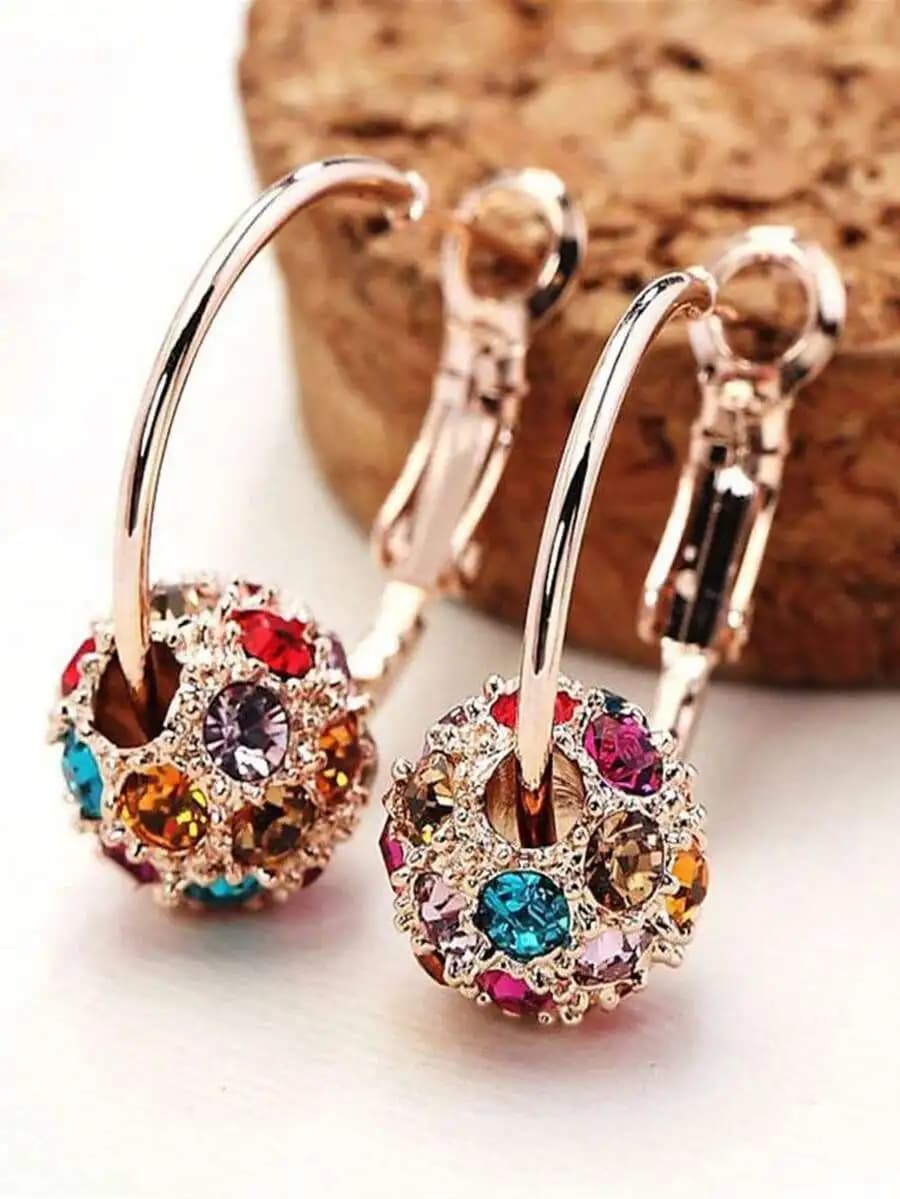 1 Pair Stylish Rhinestone Alloy Earrings for Women Daily Use Elegant Lightweight Accessory