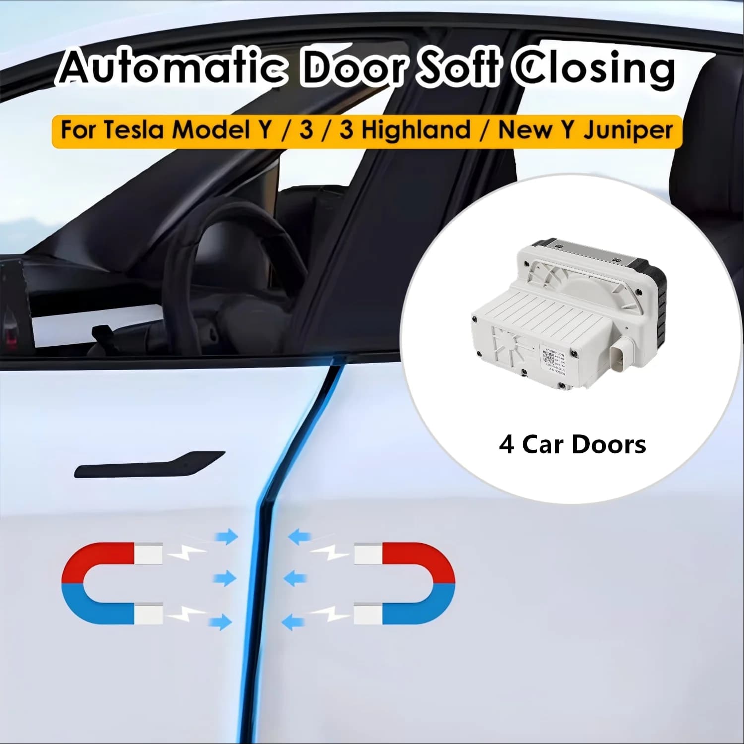 Porta di aspirazione elettrica automatica intelligente per Tesla Model 3 Y 3 Highland Y Juniper Kit porta con chiusura ammortizzata 4 porte Anti pizzico Chiusura morbida