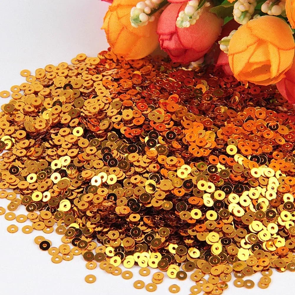 Paillettes Dorate 3mm 4mm 5mm 6mm Piatte e Rotonde per Artigianato, Cucito, Decorazione, Accessori Fai-da-Te, Lentejuelas Para Coser