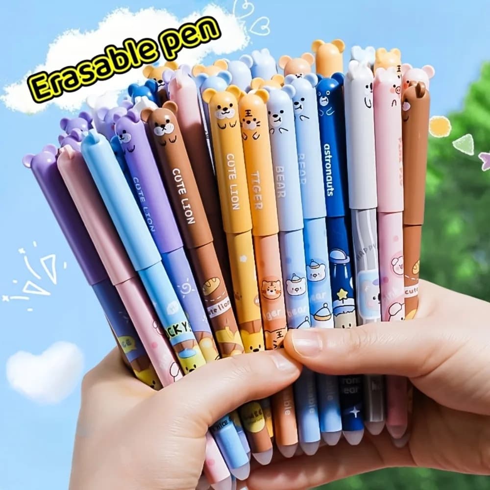 Set di 30 Penne Gel Cancellabili: 10 Penne e 20 Ricariche, Inchiostro Blu 0.5mm con Gomma, per Scuola, Ufficio, Scrittura, Appunti, Regalo