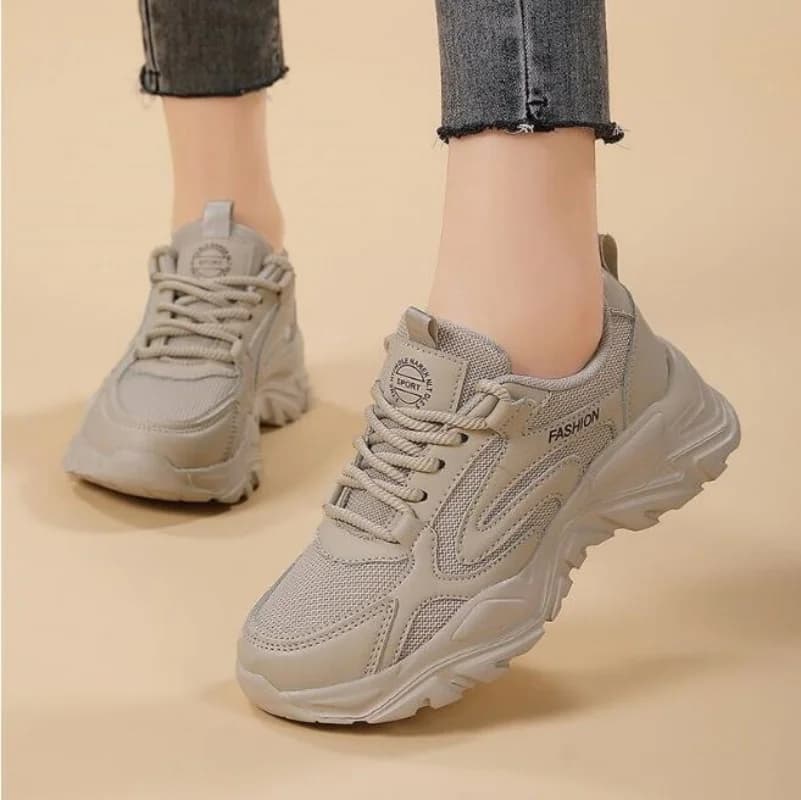 Women Casual Sneakers Comfort Leather Walking Shoes for Women Solid Color Fashion Sport Shoes Non-Slip Height Increase
