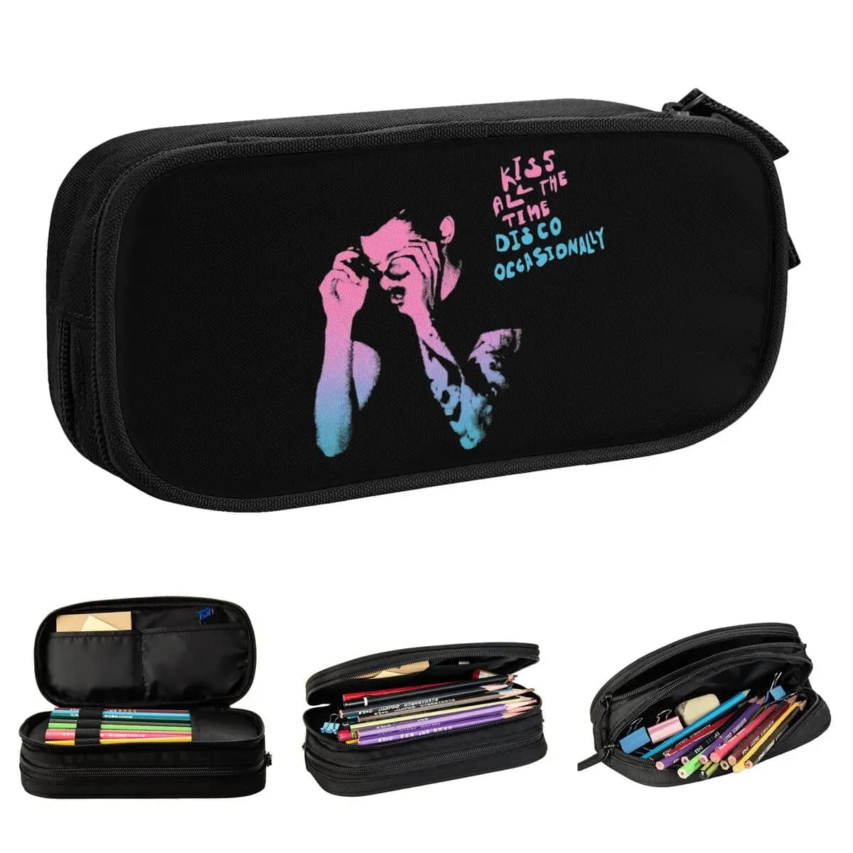 Astuccio portapenne Harrys Styles Kiss All The Time Disco Occasionally, grande, per ragazzi, ideale come regalo per la scuola